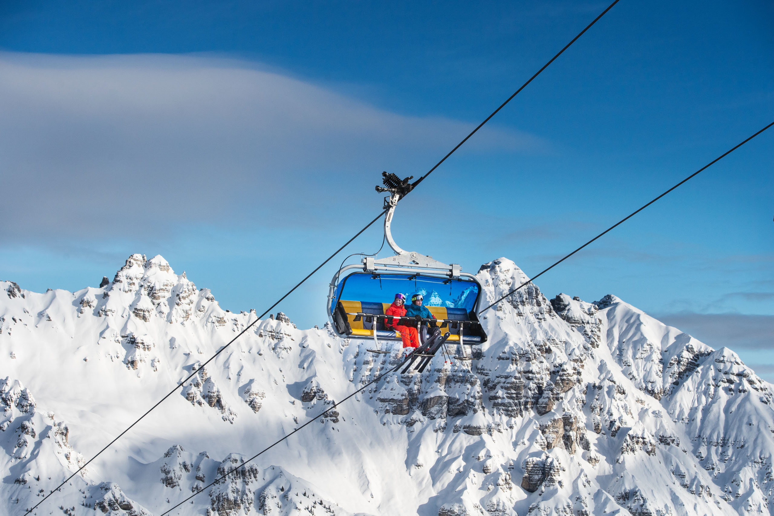 A couple on the Zirmbach cable car lift at Schlick 2000