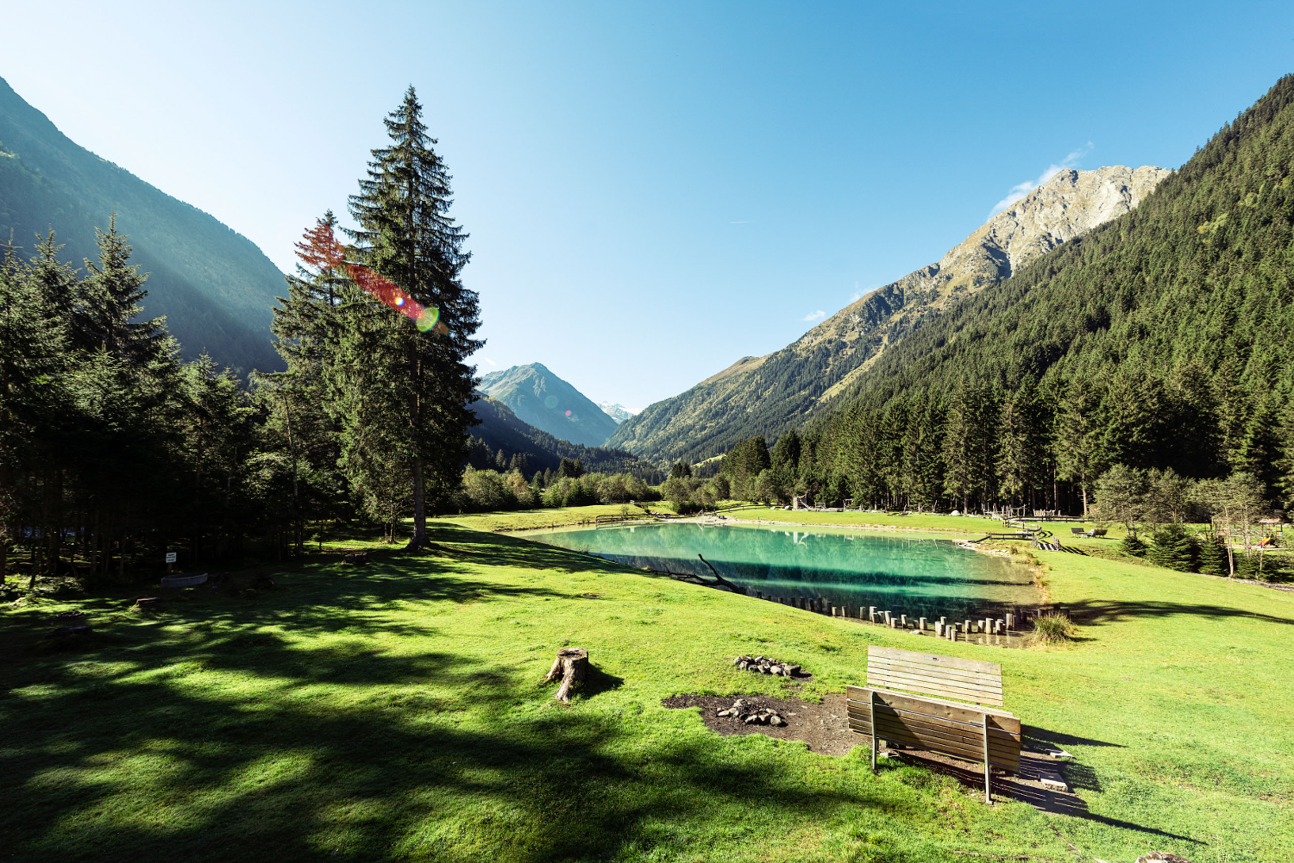 Lush green landscape in Stubai Valley